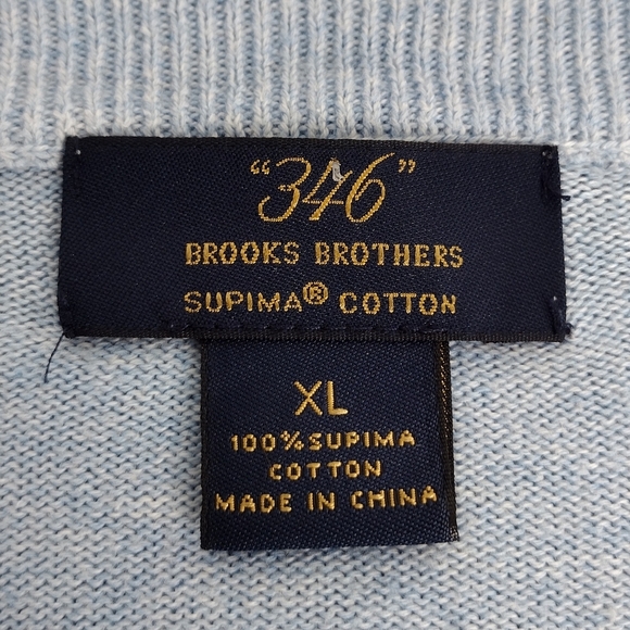 Brooks Brothers 346 Supima Cotton Knit Pullover Long Sleeve V Neck Sweater - Picture 11 of 13